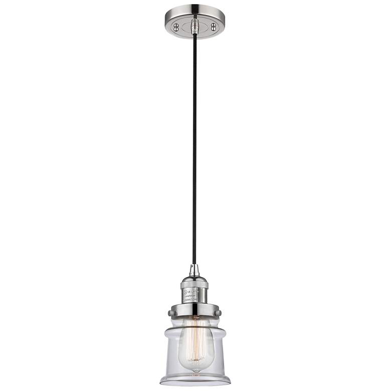Image 1 Franklin Canton 5" Polished Nickel Corded Mini Pendant w/ Clear Shade