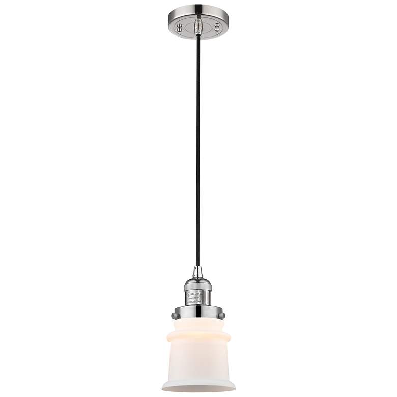 Image 1 Franklin Canton 5" Polished Nickel Corded Mini Pendant w/ White Shade