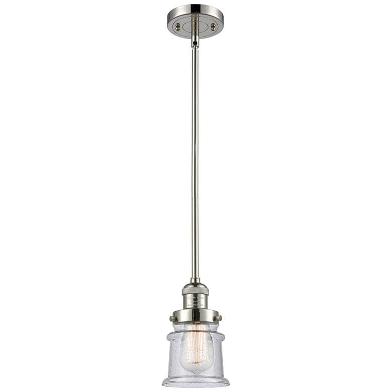 Image 1 Franklin Canton 5" Polished Nickel Stemmed Mini Pendant w/ Seedy Shade