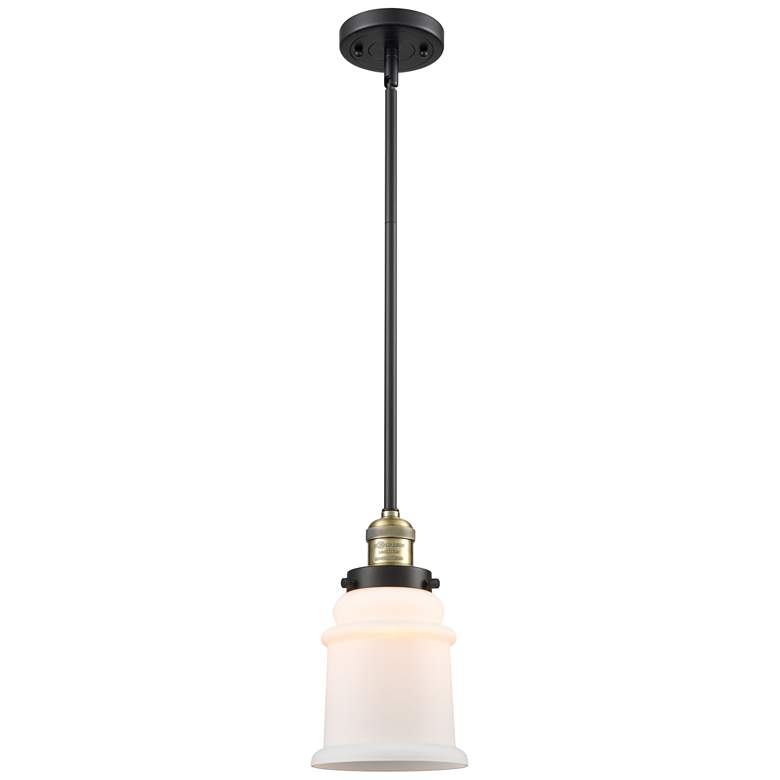 Image 1 Franklin Canton 6.5" Wide Black Brass Stem Hung Mini Pendant w/ White