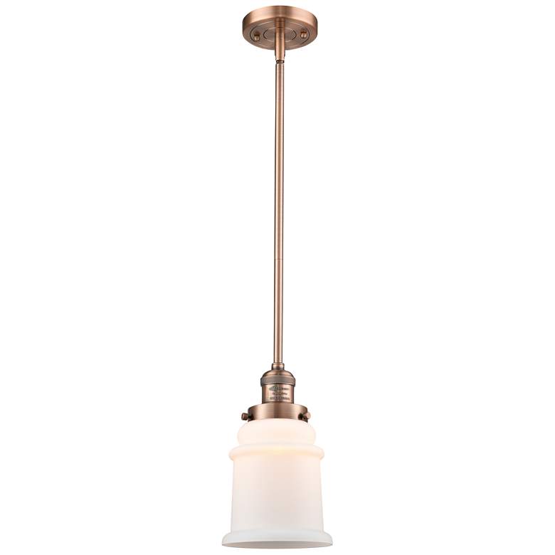 Image 1 Franklin Canton 6.5" Wide Copper Stem Hung Mini Pendant w/ White Shade