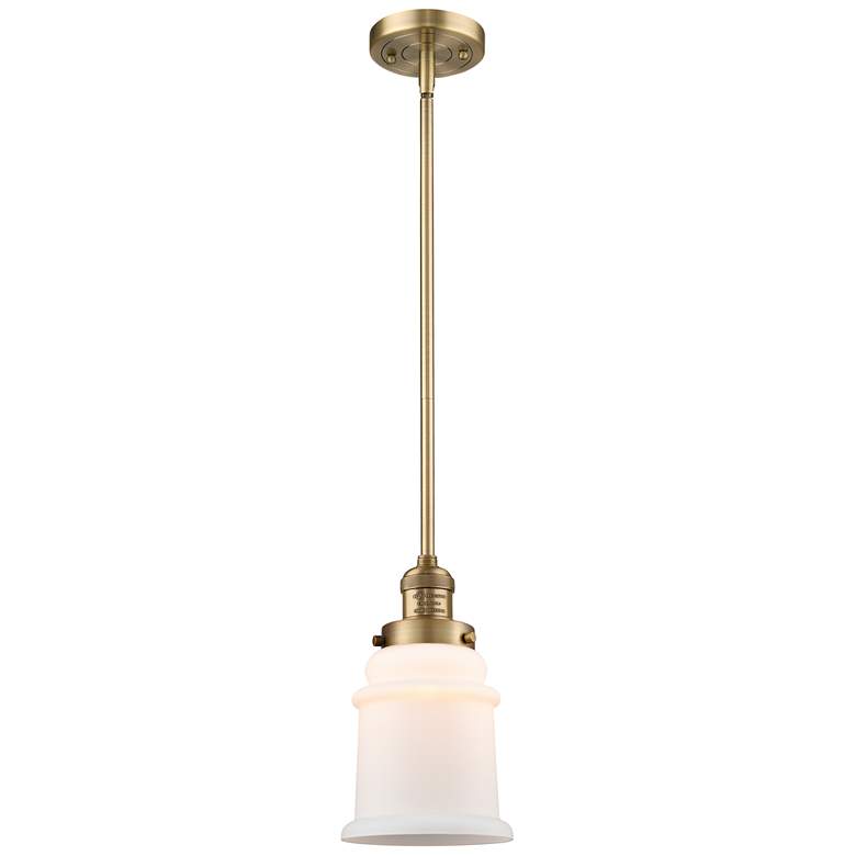 Image 1 Franklin Canton 6.5"W Brushed Brass Stem Hung Mini Pendant w/ White Sh