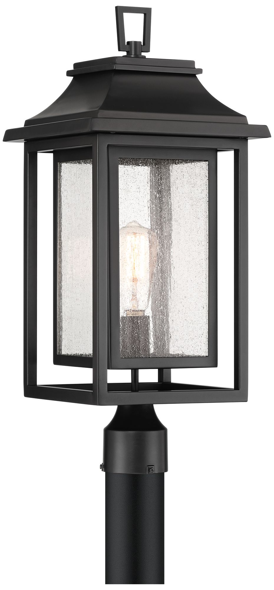 Franklin Cecile 23 1/4" Black Box Lantern Outdoor Post Mount