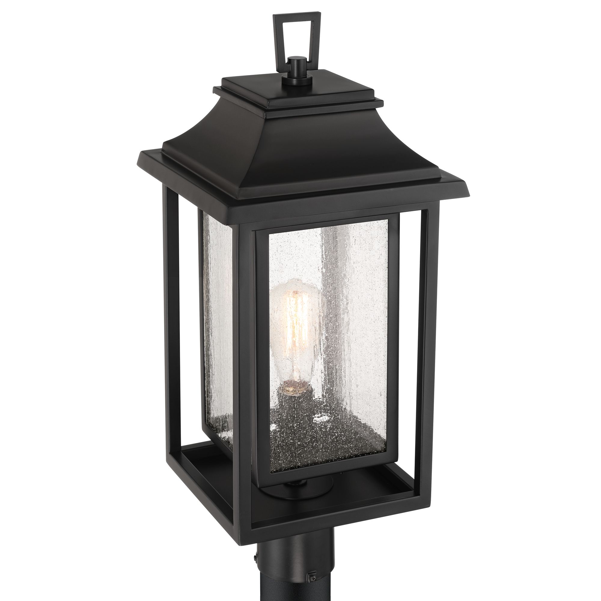 Image 3 Franklin Cecile 23 1/4" Black Box Lantern Outdoor Post Mount more views