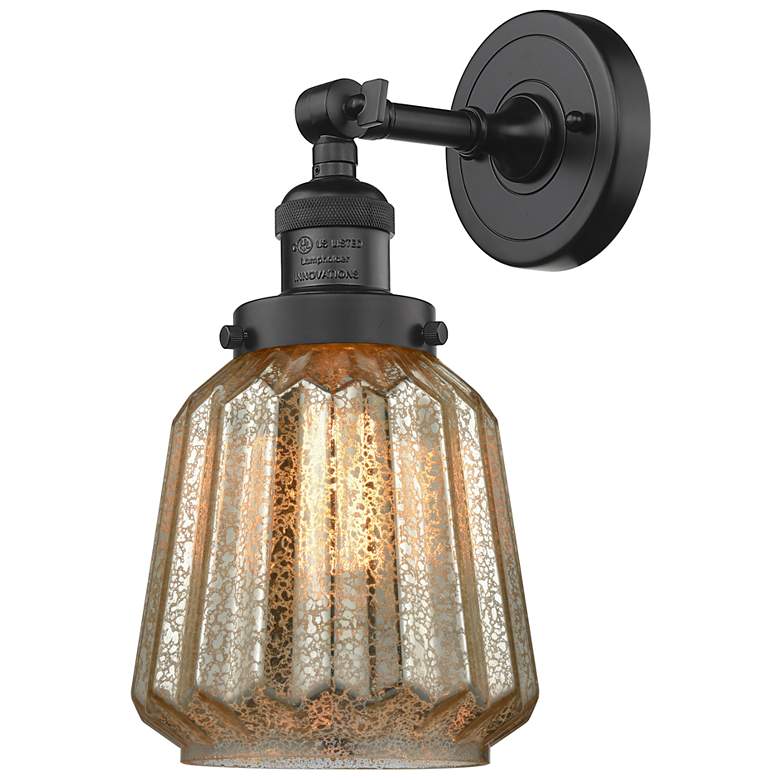 Image 1 Franklin Chatham 12" High Oil Rubbed Bronze Sconce w/ Mercury Shade