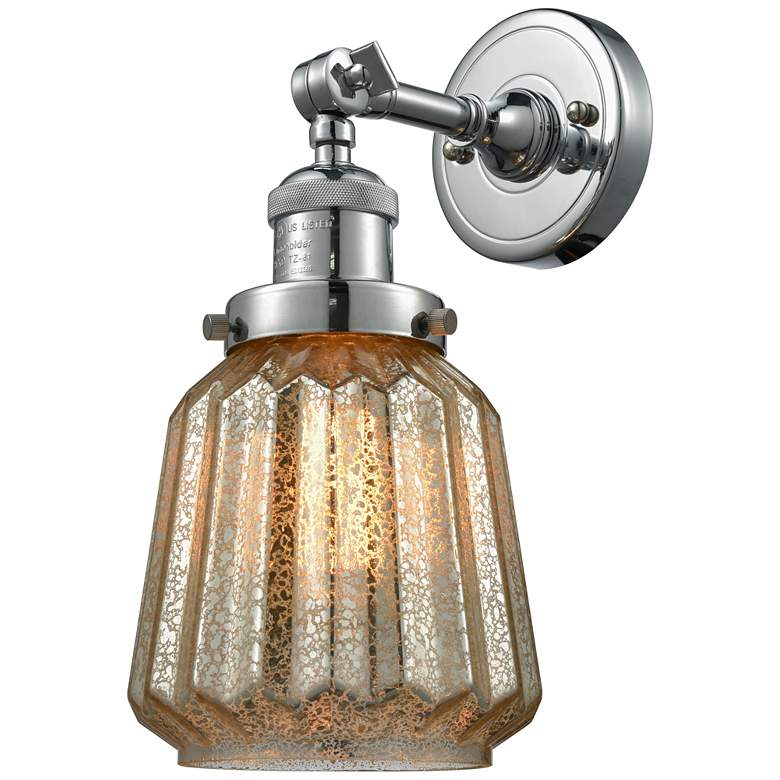 Image 1 Franklin Chatham 12" High Polished Nickel Sconce w/ Mercury Shade