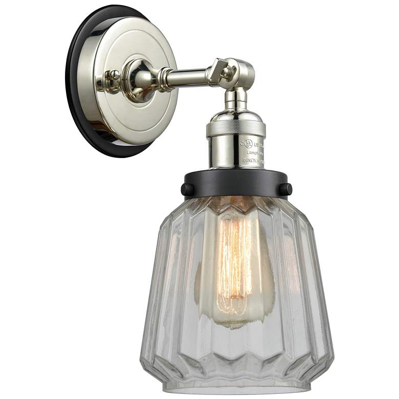 Image 1 Franklin Chatham 7" Polished Nickel Adjustable Sconce w/ Clear Shade