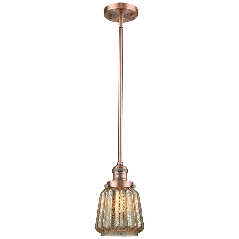 Image 1 Franklin Chatham 7" Wide Copper Stem Hung Mini Pendant w/ Mercury Shad