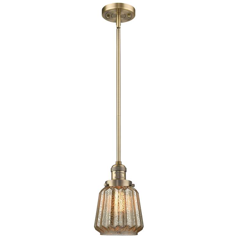 Image 1 Franklin Chatham 7"W Brushed Brass Stem Hung Mini Pendant w/ Mercury S