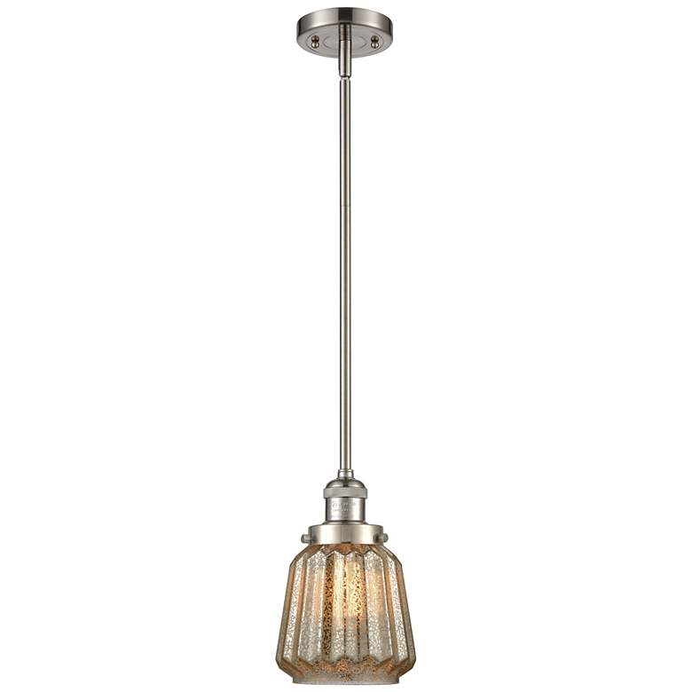 Image 1 Franklin Chatham 7"W Brushed Nickel Stem Hung Mini Pendant w/ Mercury