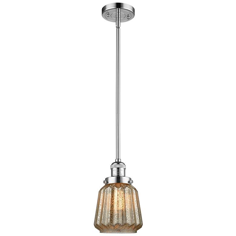 Image 1 Franklin Chatham 7"W Chrome Stem Hung Mini Pendant w/ Mercury Shade