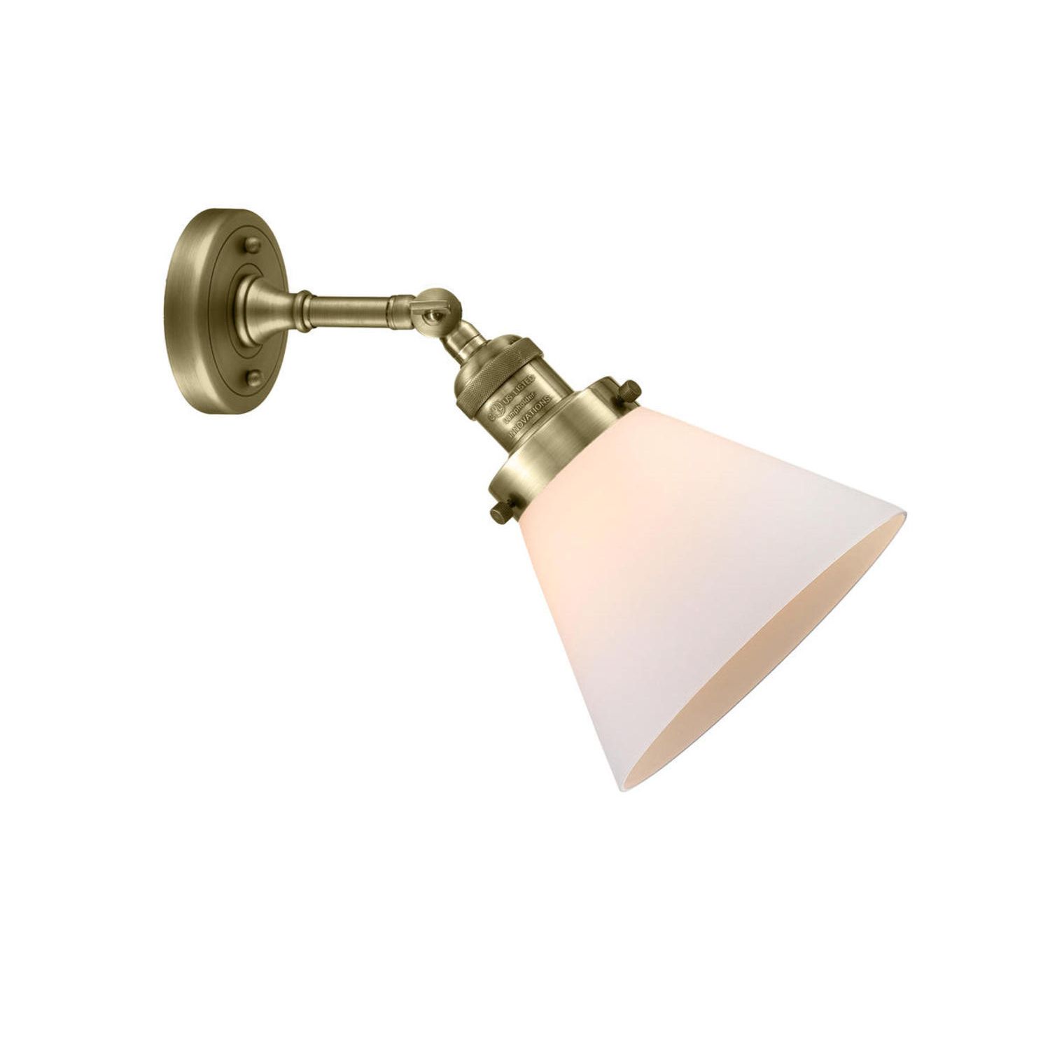 Image 6 Franklin Cone 10.5" High Antique Brass Sconce w/ Matte White Shade more views
