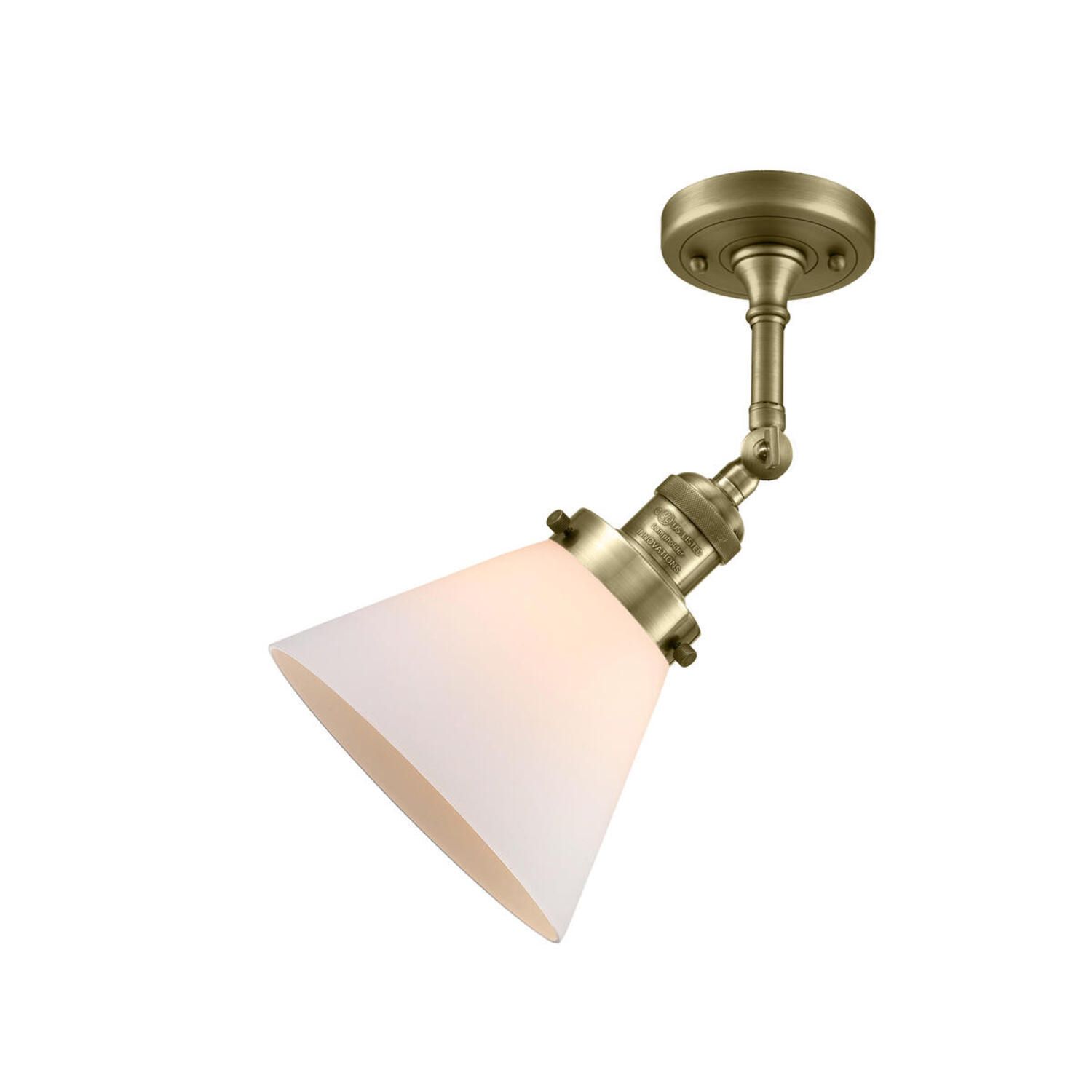 Franklin Cone 10.5" High Antique Brass Sconce w/ Matte White Shade