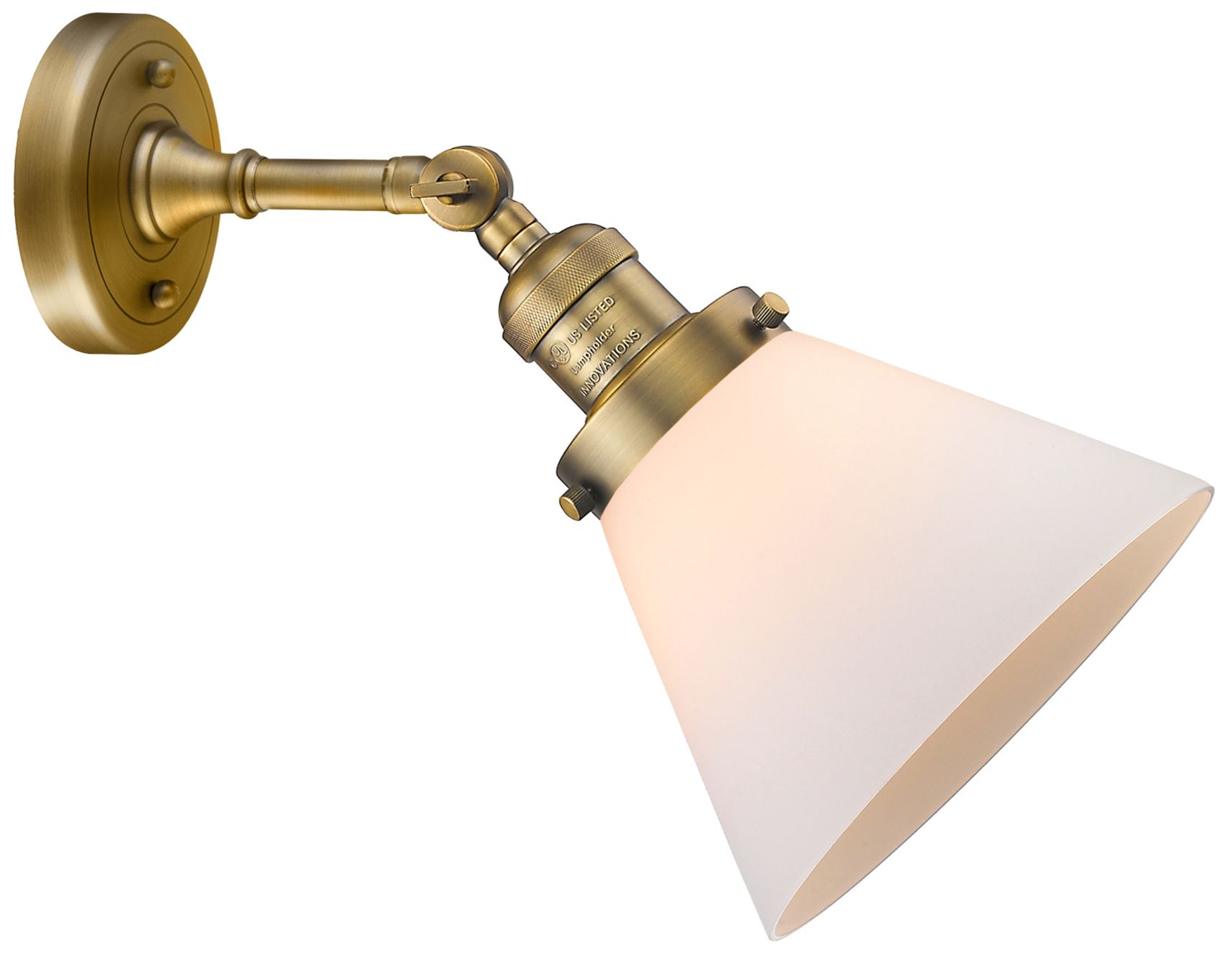 Image 6 Franklin Cone 10.5" High Brushed Brass Sconce w/ Matte White Shade more views