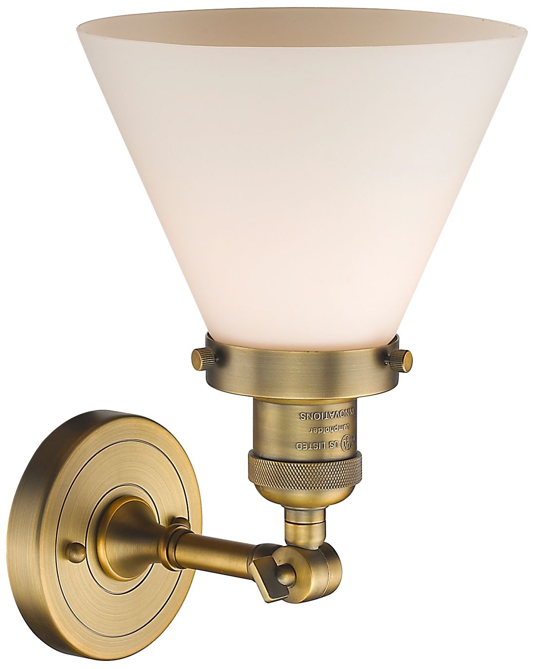 Image 7 Franklin Cone 10.5" High Brushed Brass Sconce w/ Matte White Shade more views