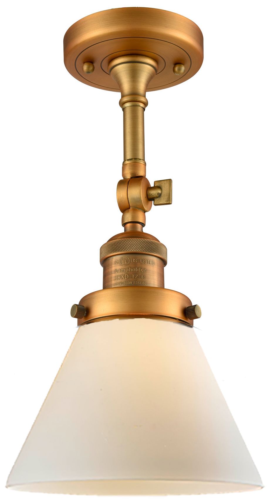 Franklin Cone 10.5" High Brushed Brass Sconce w/ Matte White Shade