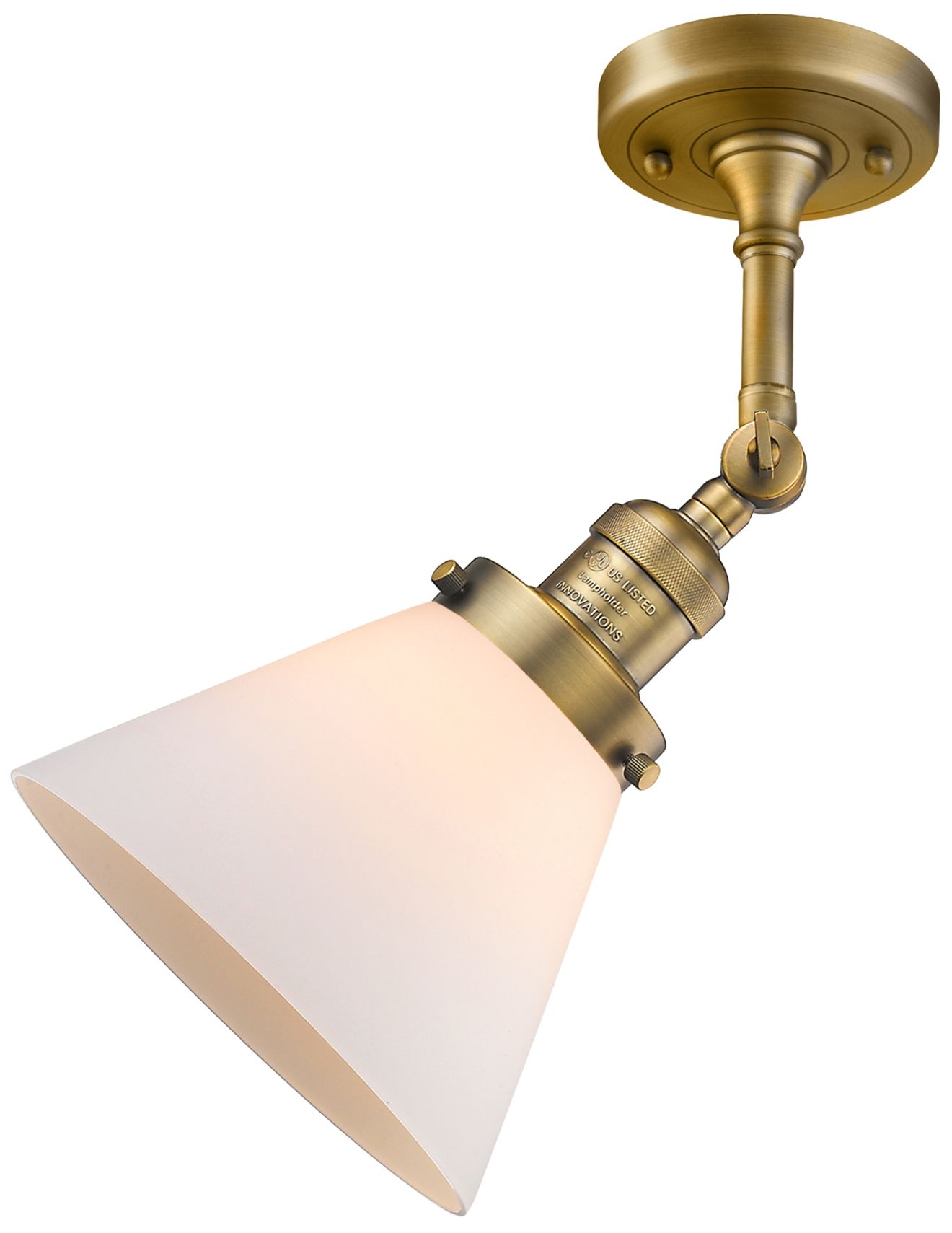 Franklin Cone 10.5" High Brushed Brass Sconce w/ Matte White Shade