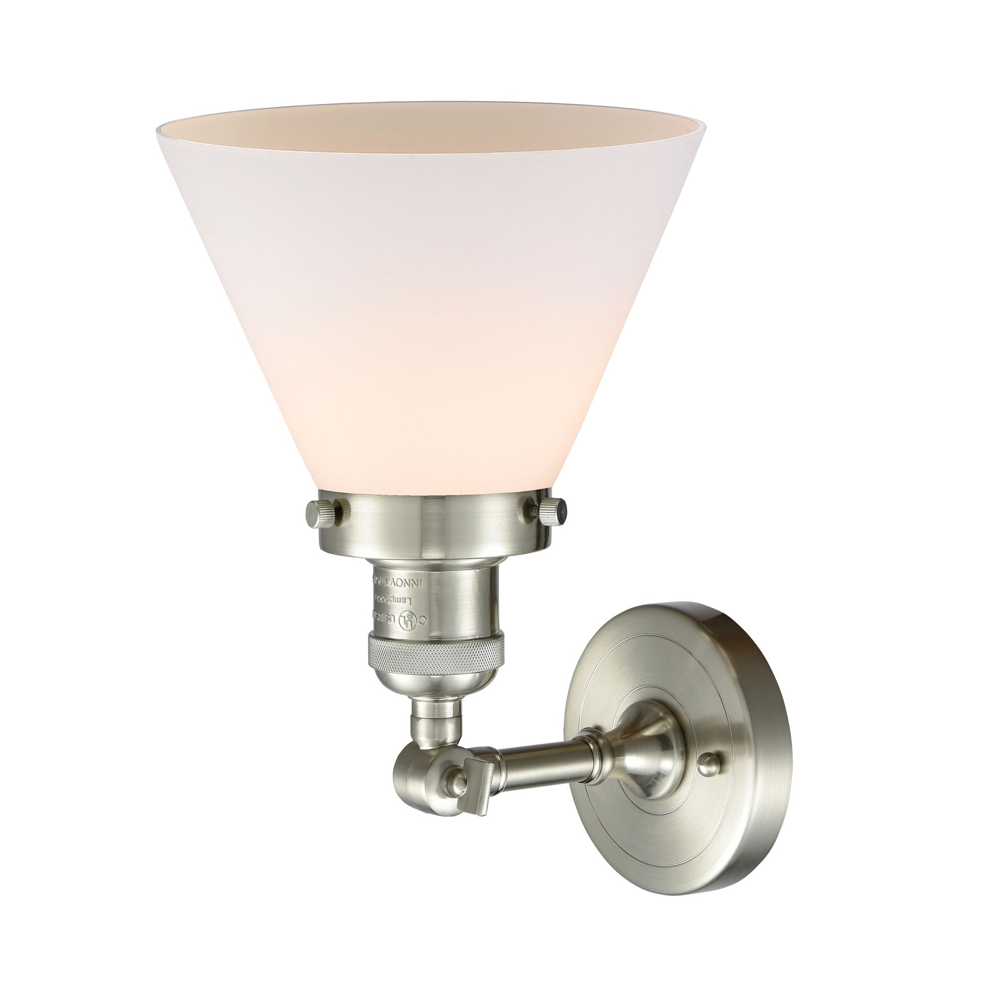 Image 6 Franklin Cone 10.5" High Brushed Satin Nickel Sconce w/ Matte White Sh more views