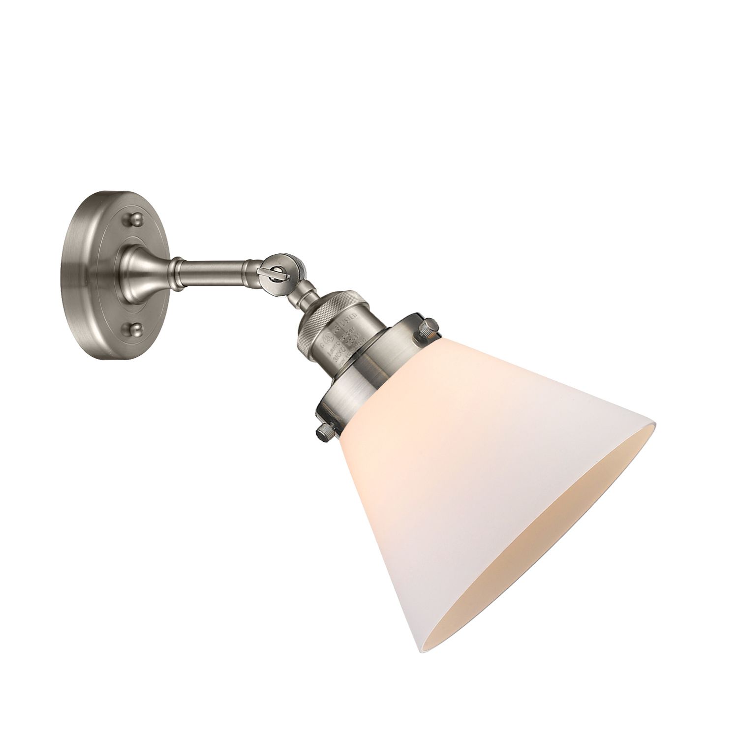 Image 7 Franklin Cone 10.5" High Brushed Satin Nickel Sconce w/ Matte White Sh more views