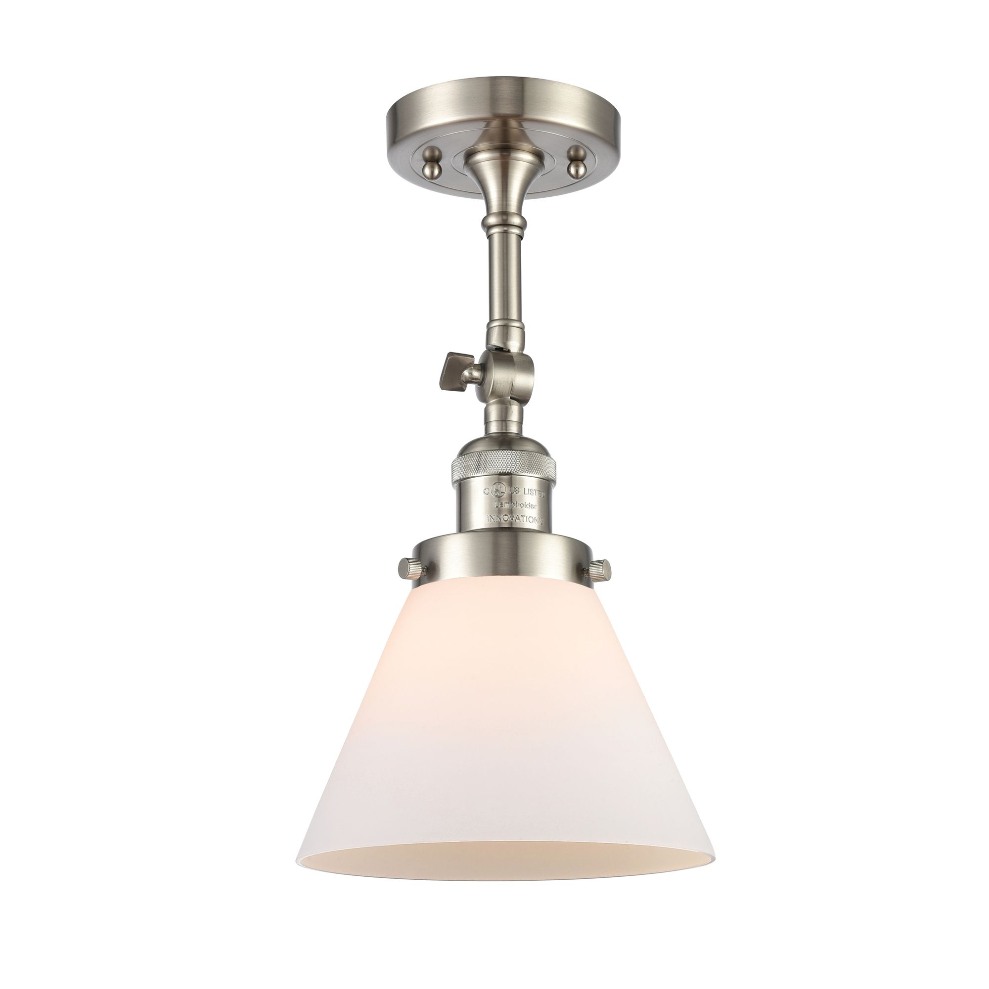 Franklin Cone 10.5" High Brushed Satin Nickel Sconce w/ Matte White Sh