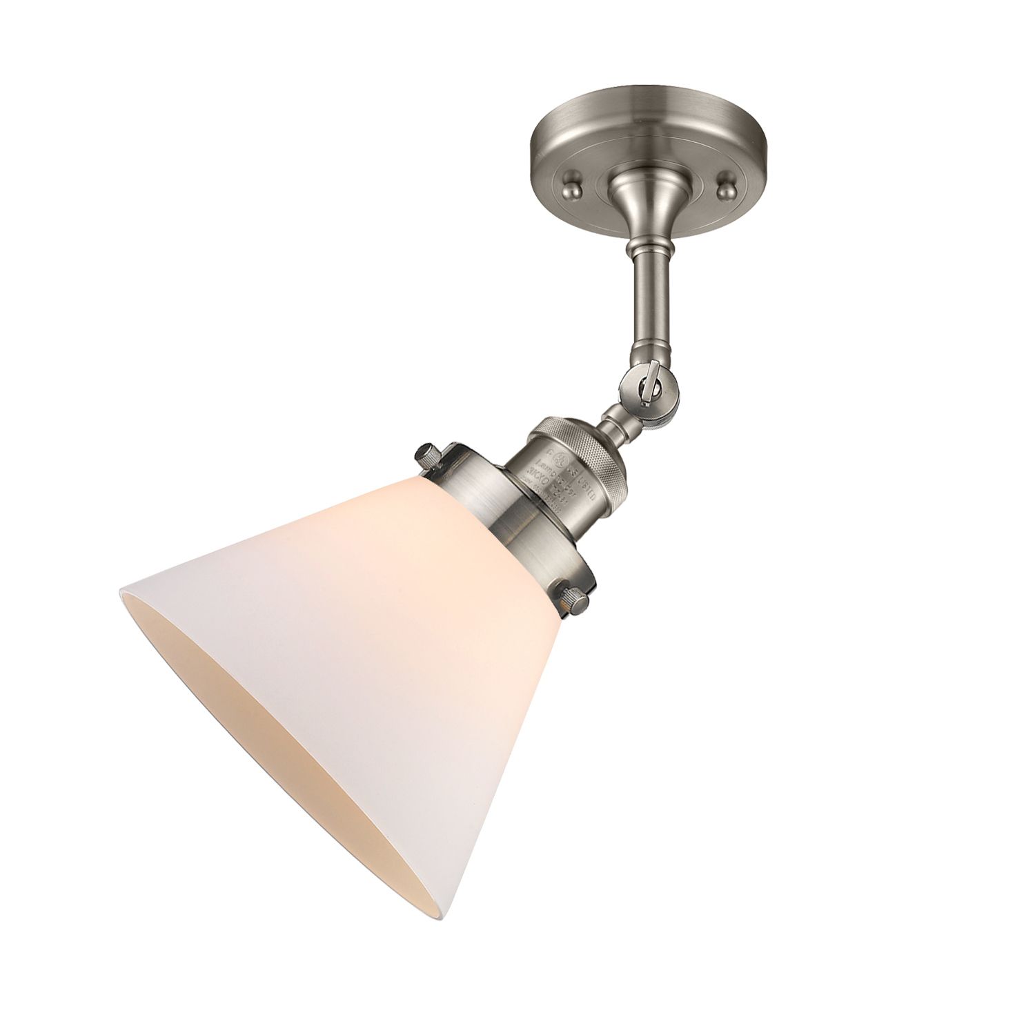Franklin Cone 10.5" High Brushed Satin Nickel Sconce w/ Matte White Sh