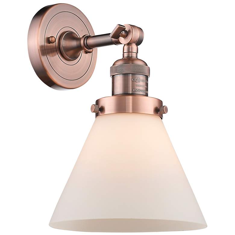 Image 1 Franklin Cone 10.5" High Copper Sconce w/ Matte White Shade
