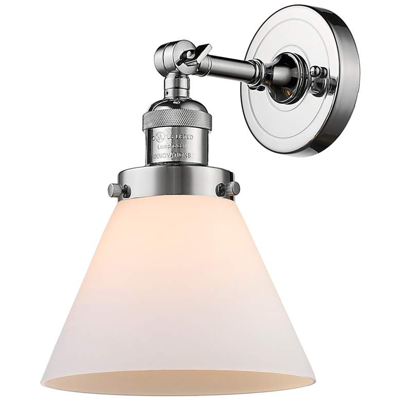 Image 1 Franklin Cone 10.5" High Polished Chrome Sconce w/ Matte White Shade