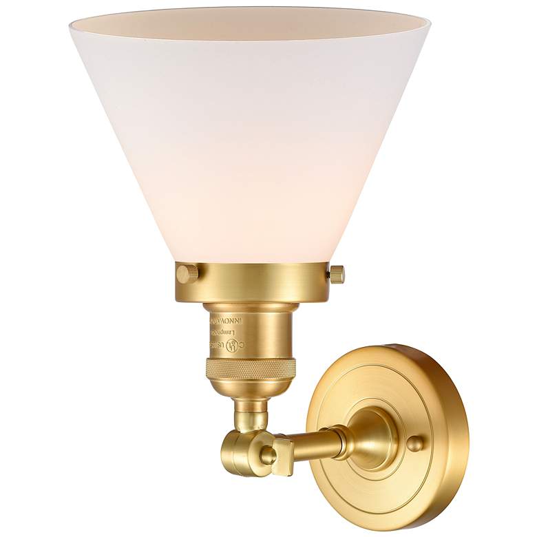 Image 3 Franklin Cone 10.5" High Satin Gold Sconce w/ Matte White Shade more views