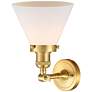 Franklin Cone 10.5" High Satin Gold Sconce w/ Matte White Shade