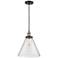 Franklin Cone 12" Black Brass Corded Mini Pendant w/ Seedy Shade