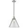 Franklin Cone 12" Polished Nickel Corded Mini Pendant w/ Clear Shade