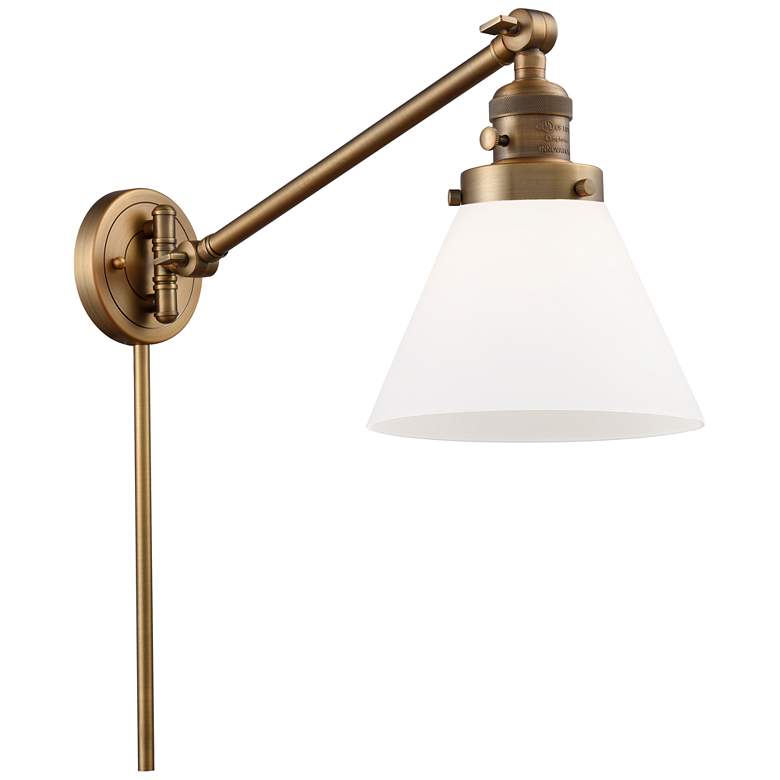 Image 1 Franklin Cone 25" High Brushed Brass Swing Arm w/ Matte White Shade