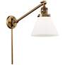 Franklin Cone 25" High Brushed Brass Swing Arm w/ Matte White Shade