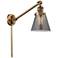 Franklin Cone 25" High Brushed Brass Swing Arm w/ Plated Smoke Shade