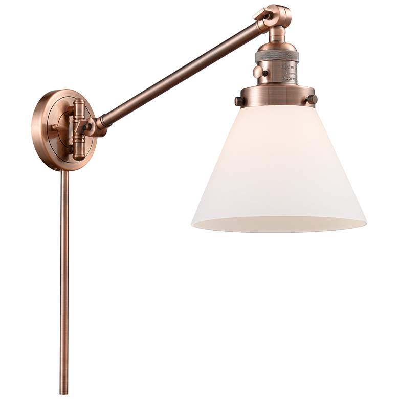 Image 1 Franklin Cone 25" High Copper Swing Arm w/ Matte White Shade