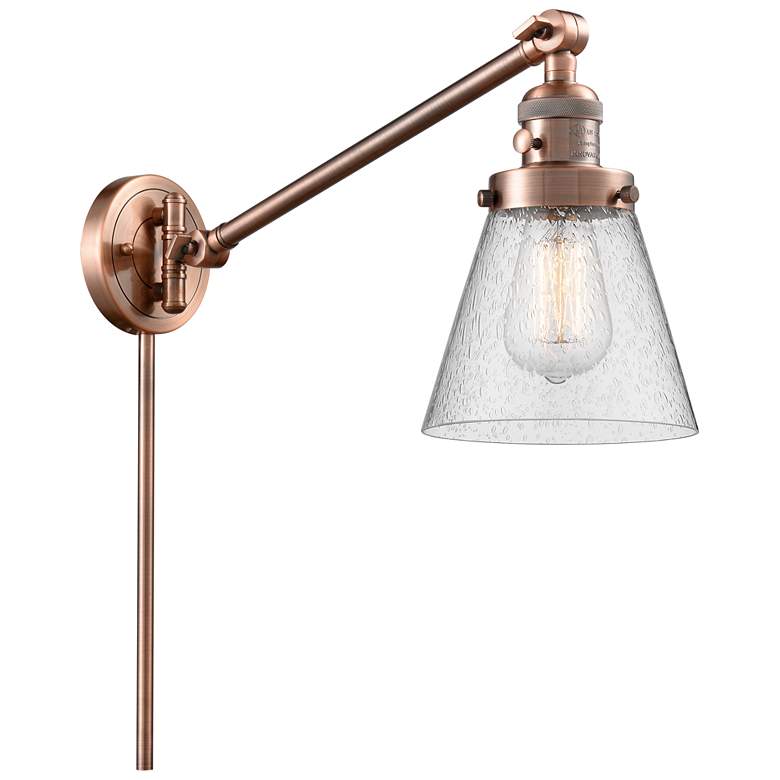 Image 1 Franklin Cone 25" High Copper Swing Arm w/ Seedy Shade