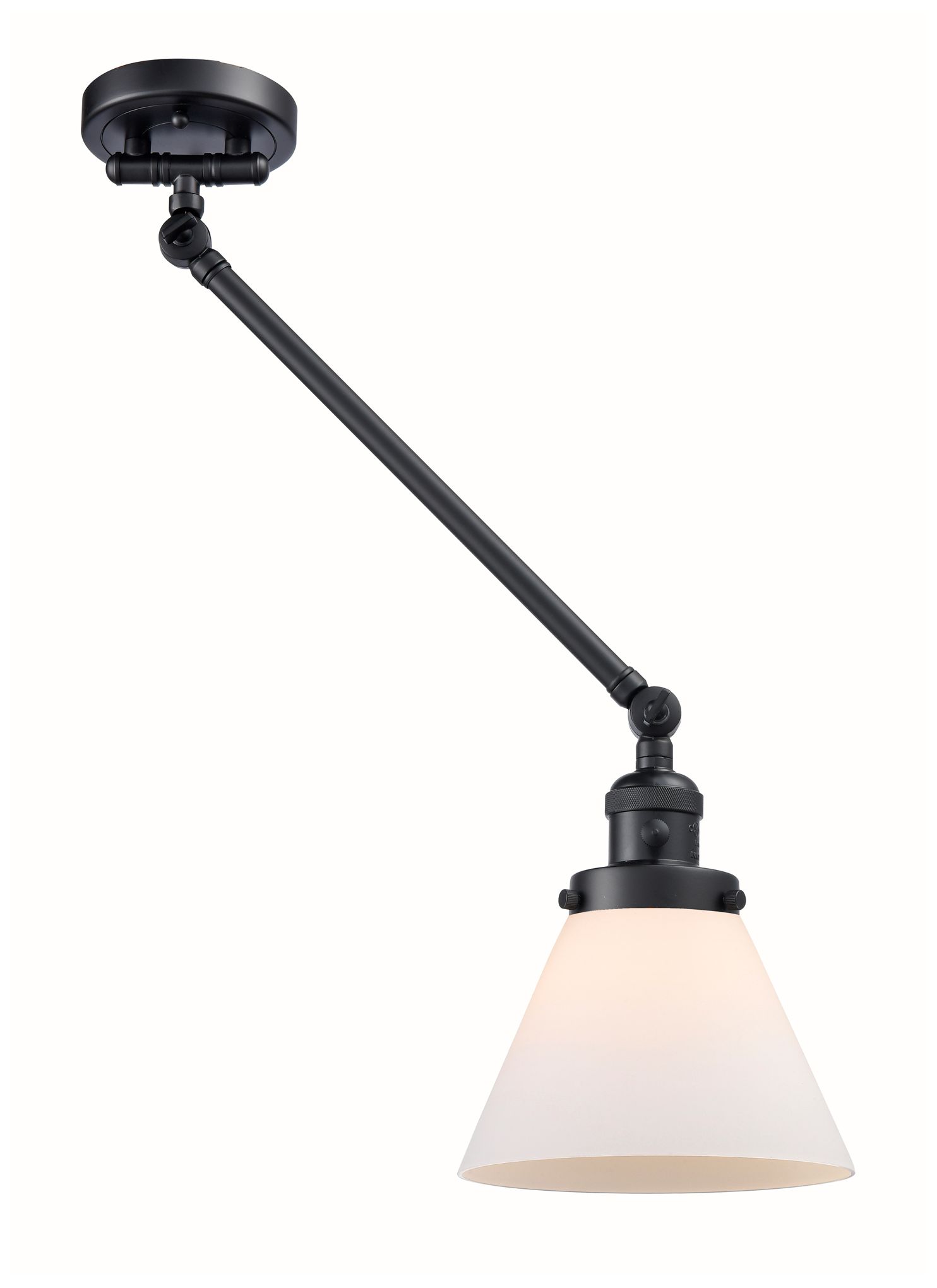 Image 2 Franklin Cone 25" High Matte Black Swing Arm w/ Matte White Shade more views