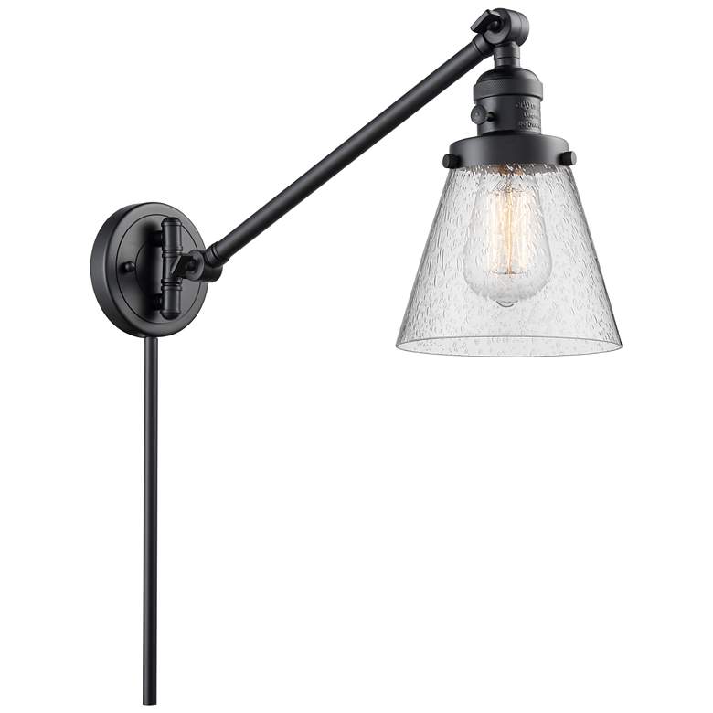 Image 1 Franklin Cone 25" High Matte Black Swing Arm w/ Seedy Shade