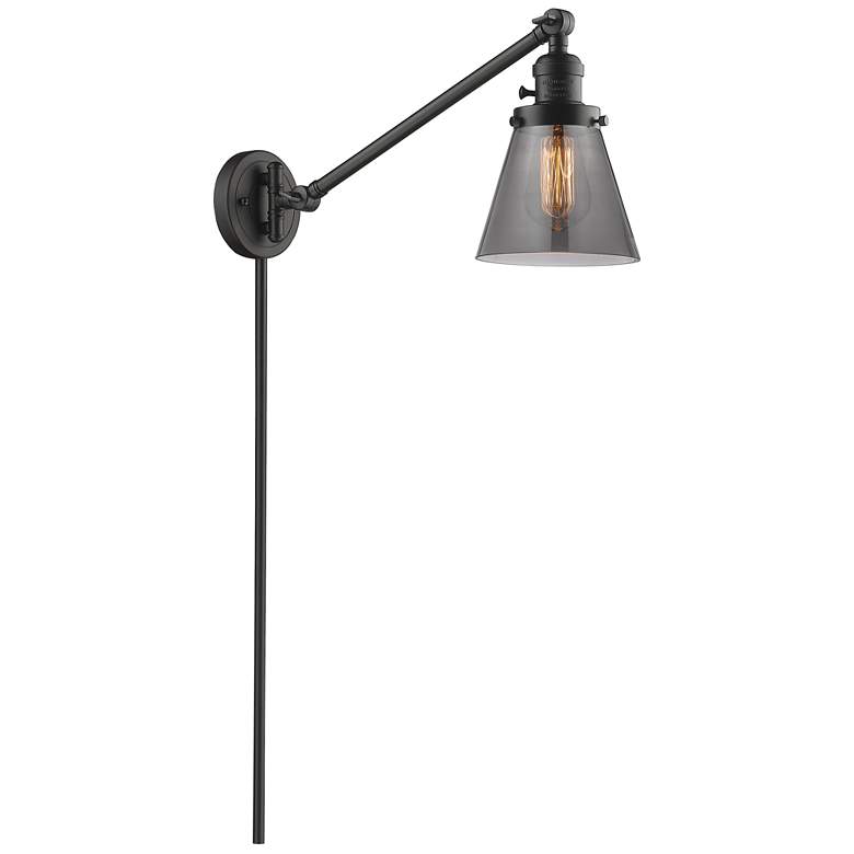 Image 1 Franklin Cone 25" High Oil Rubbed Bronze Swing Arm w/ Plated Smoke Sha