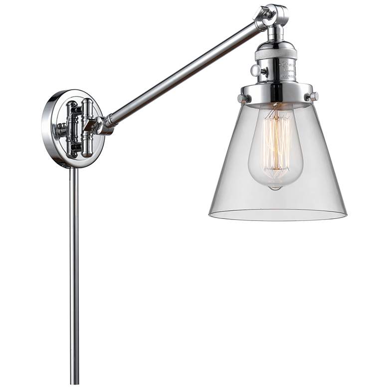 Image 1 Franklin Cone 25" High Polished Chrome Swing Arm w/ Clear Shade