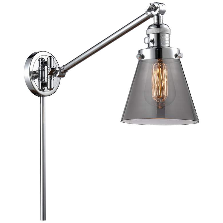 Image 1 Franklin Cone 25" High Polished Chrome Swing Arm w/ Plated Smoke Shade