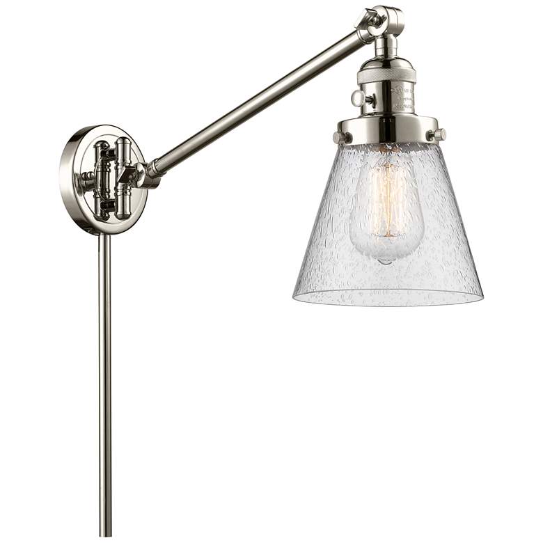 Image 1 Franklin Cone 25" High Polished Nickel Swing Arm w/ Seedy Shade