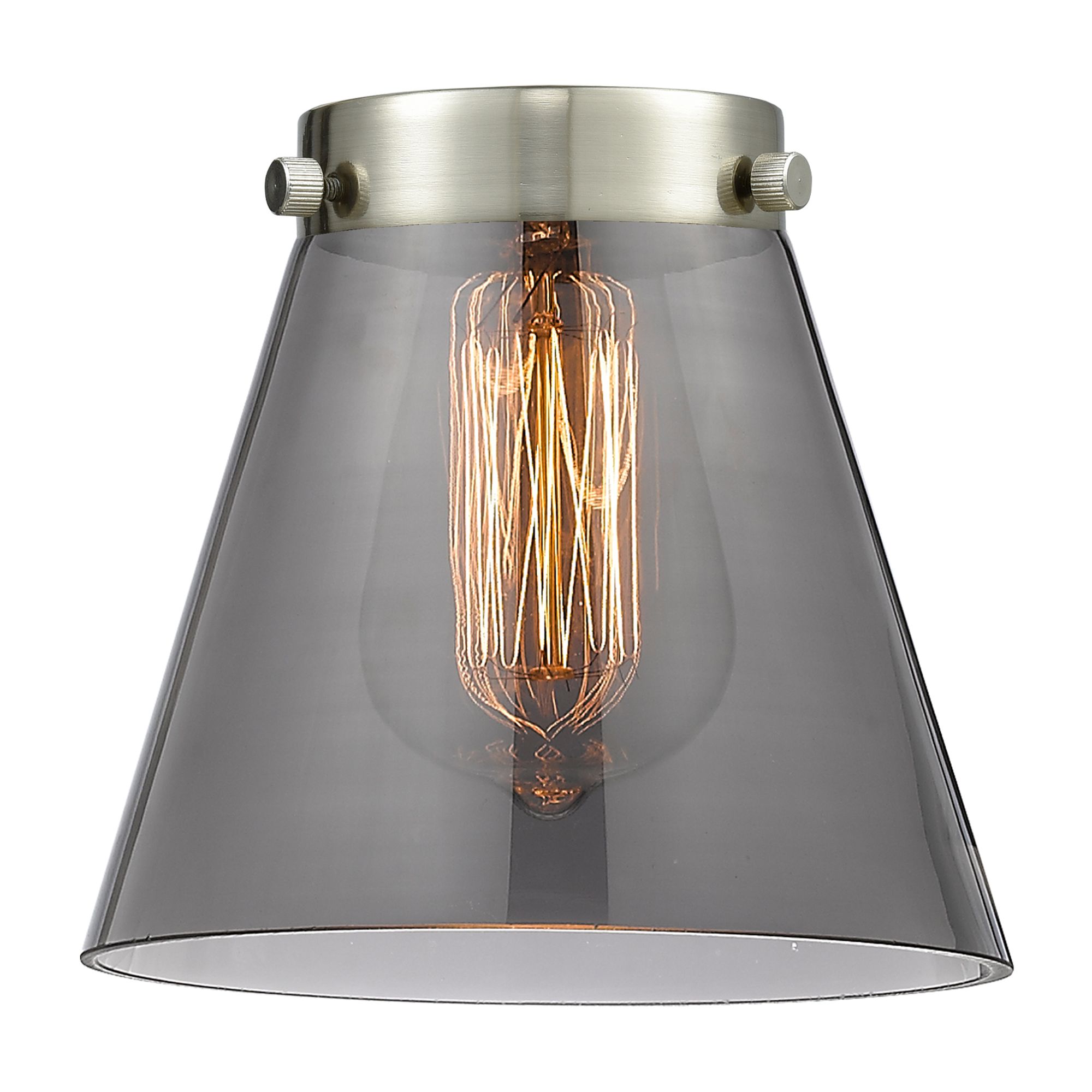 Image 3 Franklin Cone 6" Brushed Nickel Stemmed Mini Pendant w/ Smoke Shade more views