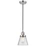 Franklin Cone 6" Polished Nickel Corded Mini Pendant w/ Seedy Shade