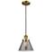 Franklin Cone 8" Brushed Brass Corded Mini Pendant w/ Smoke Shade