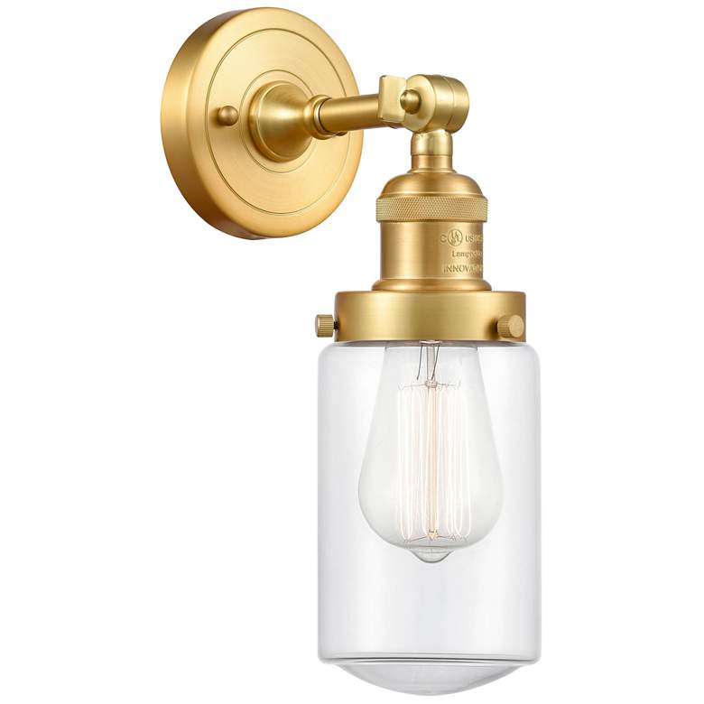 Image 1 Franklin Dover 12.75" High Satin Gold Sconce w/ Clear Shade