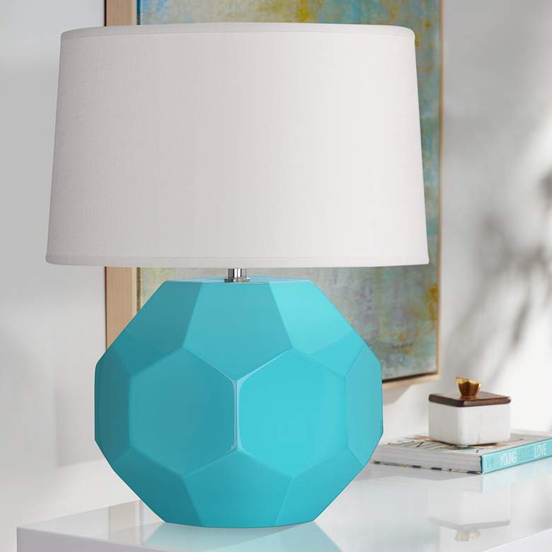 Image 1 Franklin Egg Blue Glazed Ceramic Accent Table Lamp