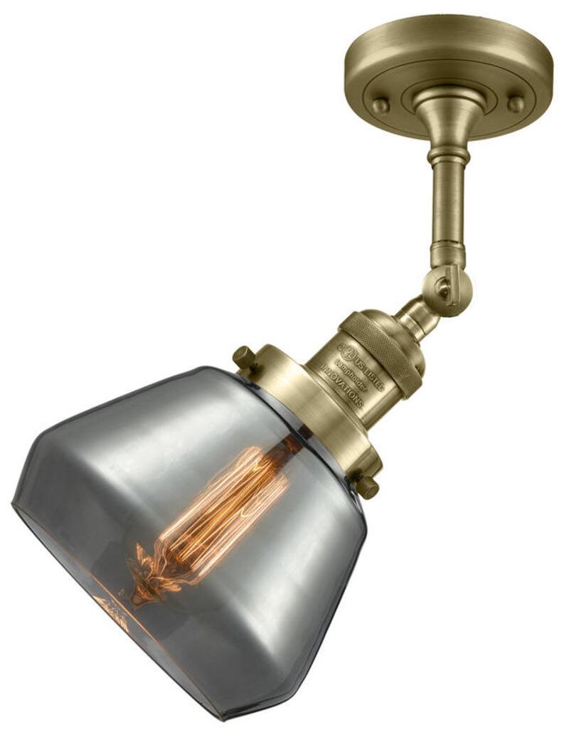 Image 5 Franklin Fulton 11" High Antique Brass Sconce w/ Plated Smoke Shade more views