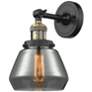 Franklin Fulton 11" High Black Brass Sconce w/ Plated Smoke Shade