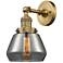 Franklin Fulton 11" High Brushed Brass Sconce w/ Plated Smoke Shade